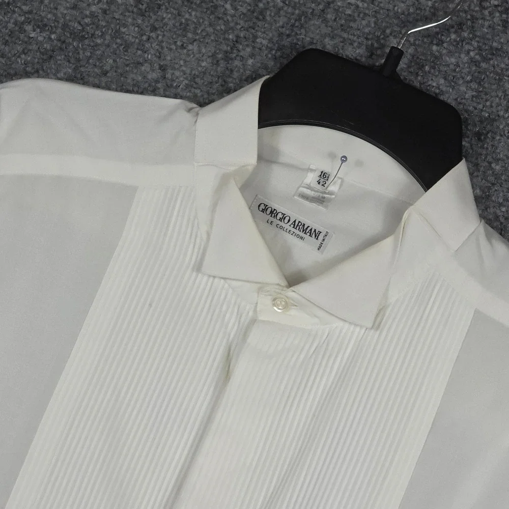 Giorgio Armani | Shirts | Giorgio Armani Men 65 Tuxedo Shirt White Pleated Bib Wingtip Collar Italy | Poshmark Giorgio Armani | Shirts | Giorgio Armani Men 65 Tuxedo Shirt White Pleated Bib Wingtip Collar Italy | Poshmark